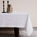 Luxury Linen Sateen Tablecloth – Platinum Embroidery, Custom Size