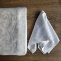 White Linen Acanthus Damask Tablecloth — Custom Sizes