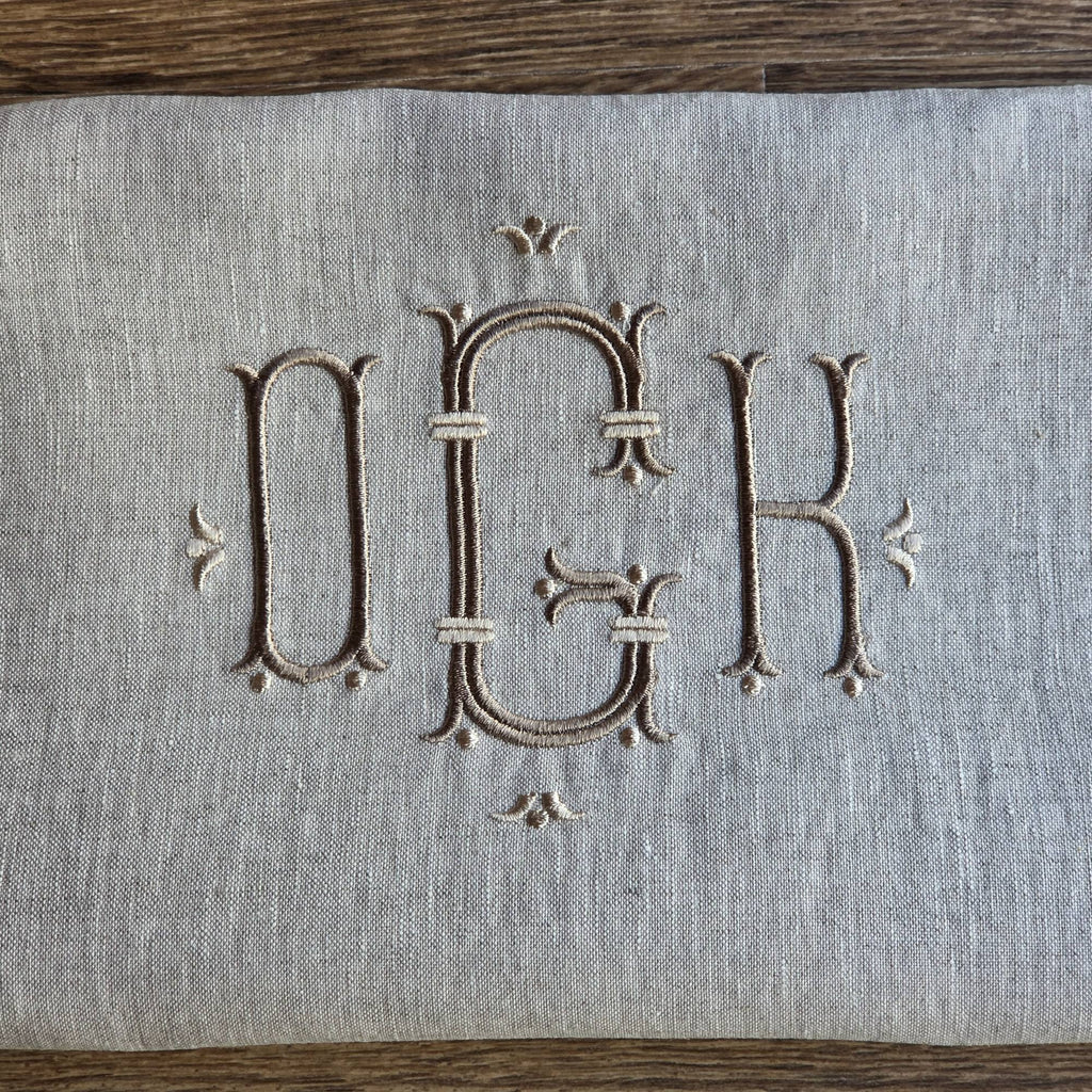 Natural Linen Tablecloth, Personalized Luxury Dining Cloth, Embroidered Heirloom Table Linen