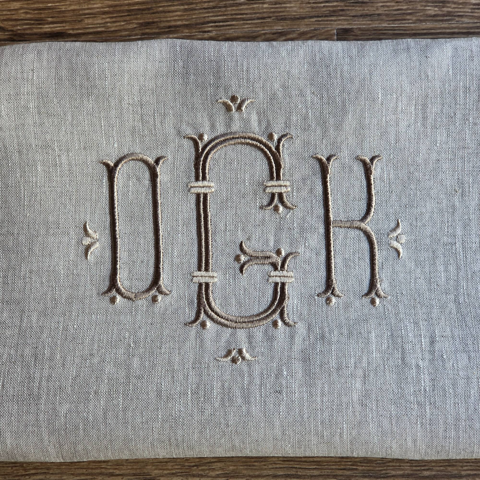 Natural Linen Tablecloth, Personalized Luxury Dining Cloth, Embroidered Heirloom Table Linen