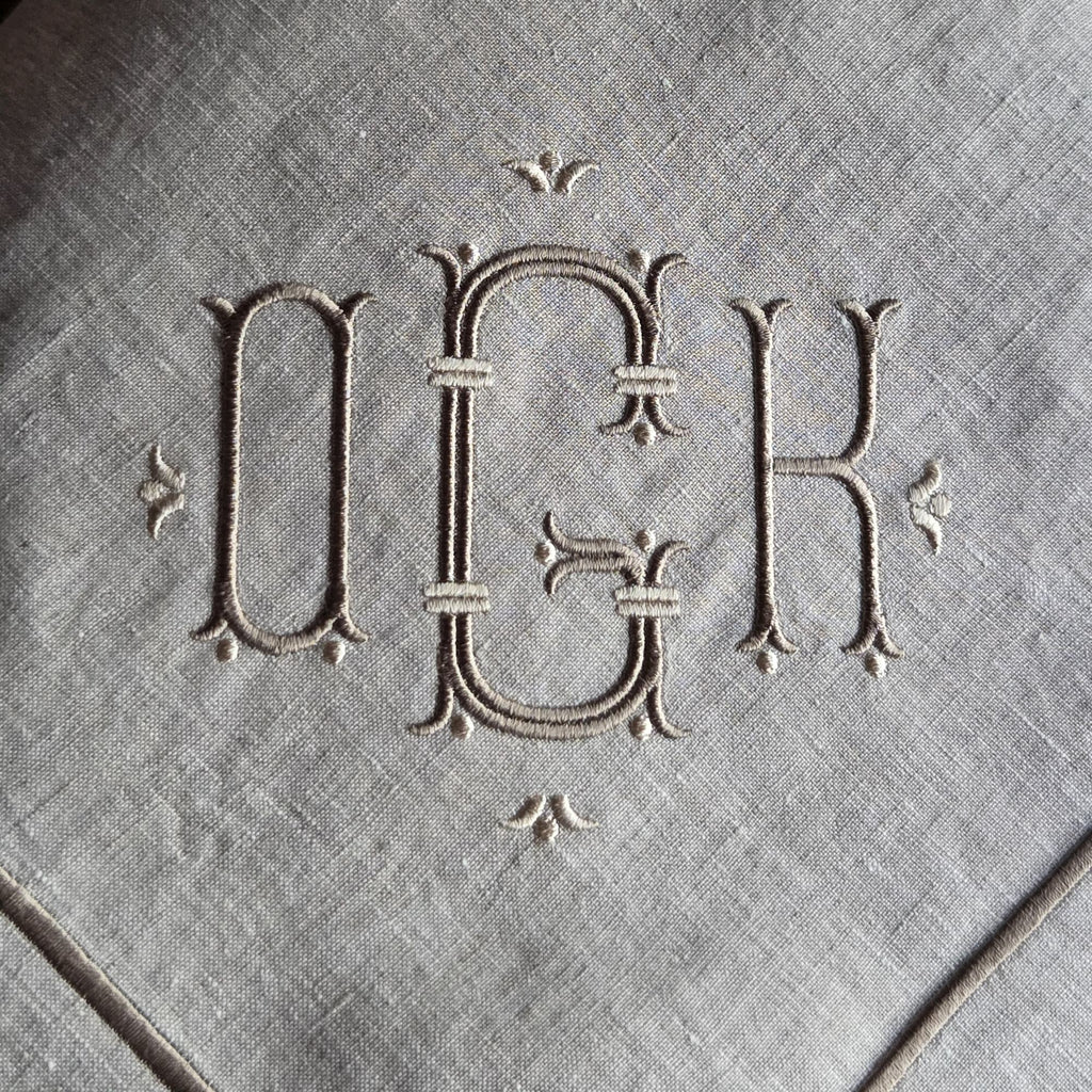 Natural Linen Tablecloth, Personalized Luxury Dining Cloth, Embroidered Heirloom Table Linen